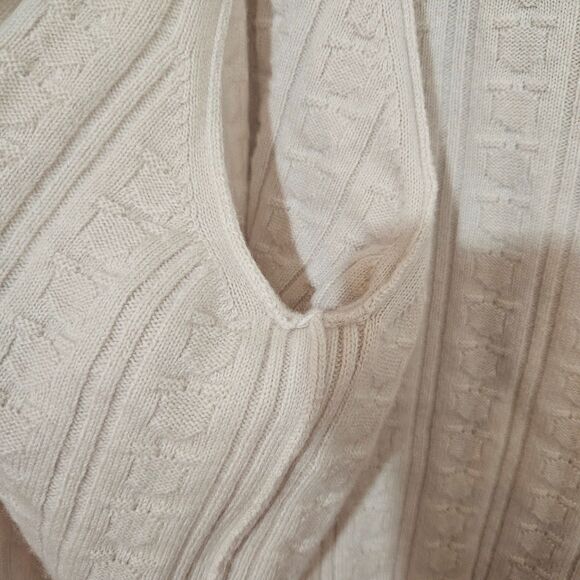 Salvatore Ferragamo Cashmere Cotton XO Cable Knit Stitch Cardigan Mens M Ivory - Picture 9 of 14